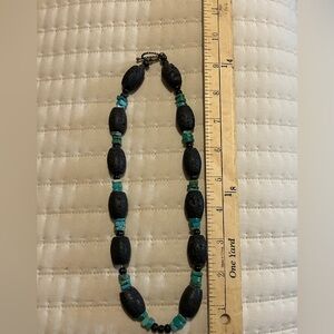 Black and Turquoise Beaded Necklace